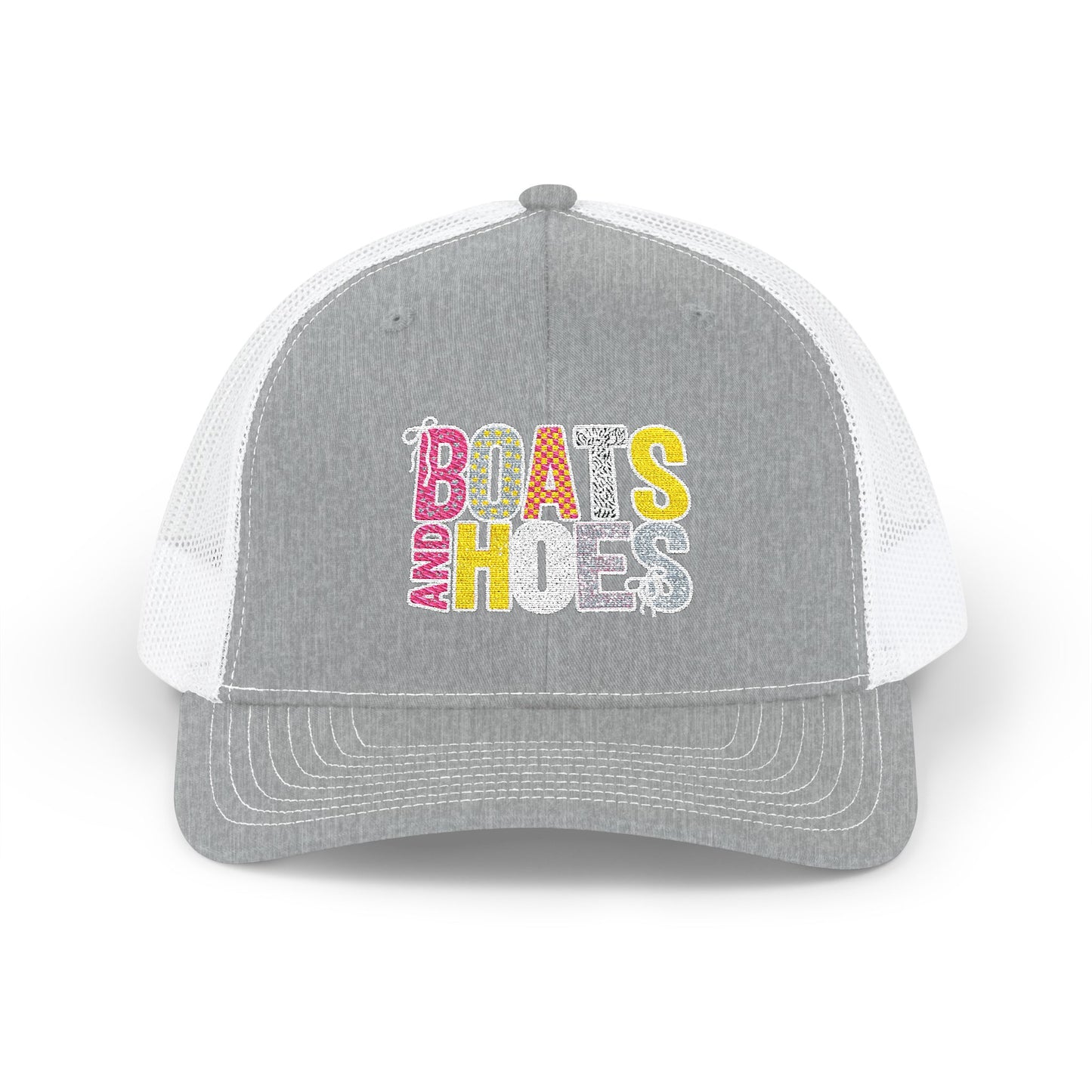 Boats & Hoes Embroidered Trucker Cap — Retro Beach Party Snapback