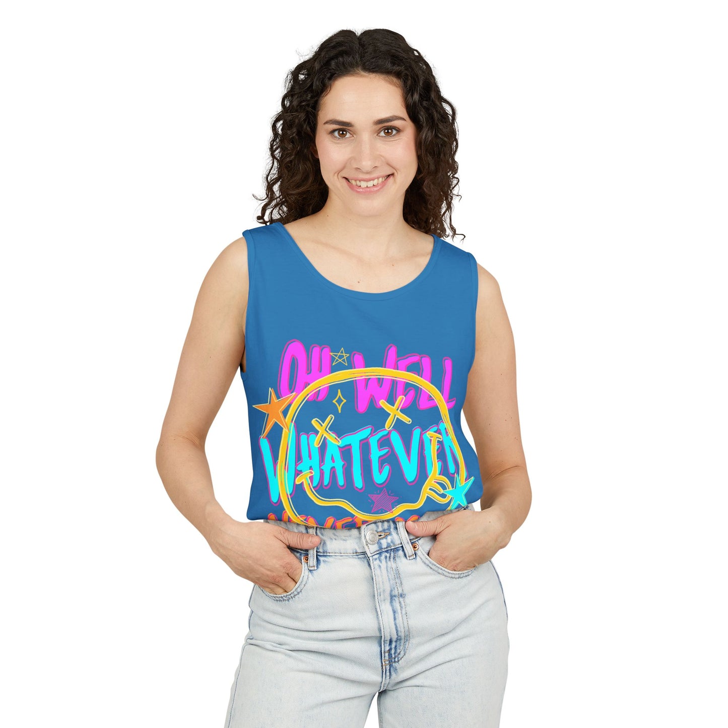 Whatever Tank Top — Colorful Retro 'Oh Well, Whatever, Never Mind' Graphic Tank