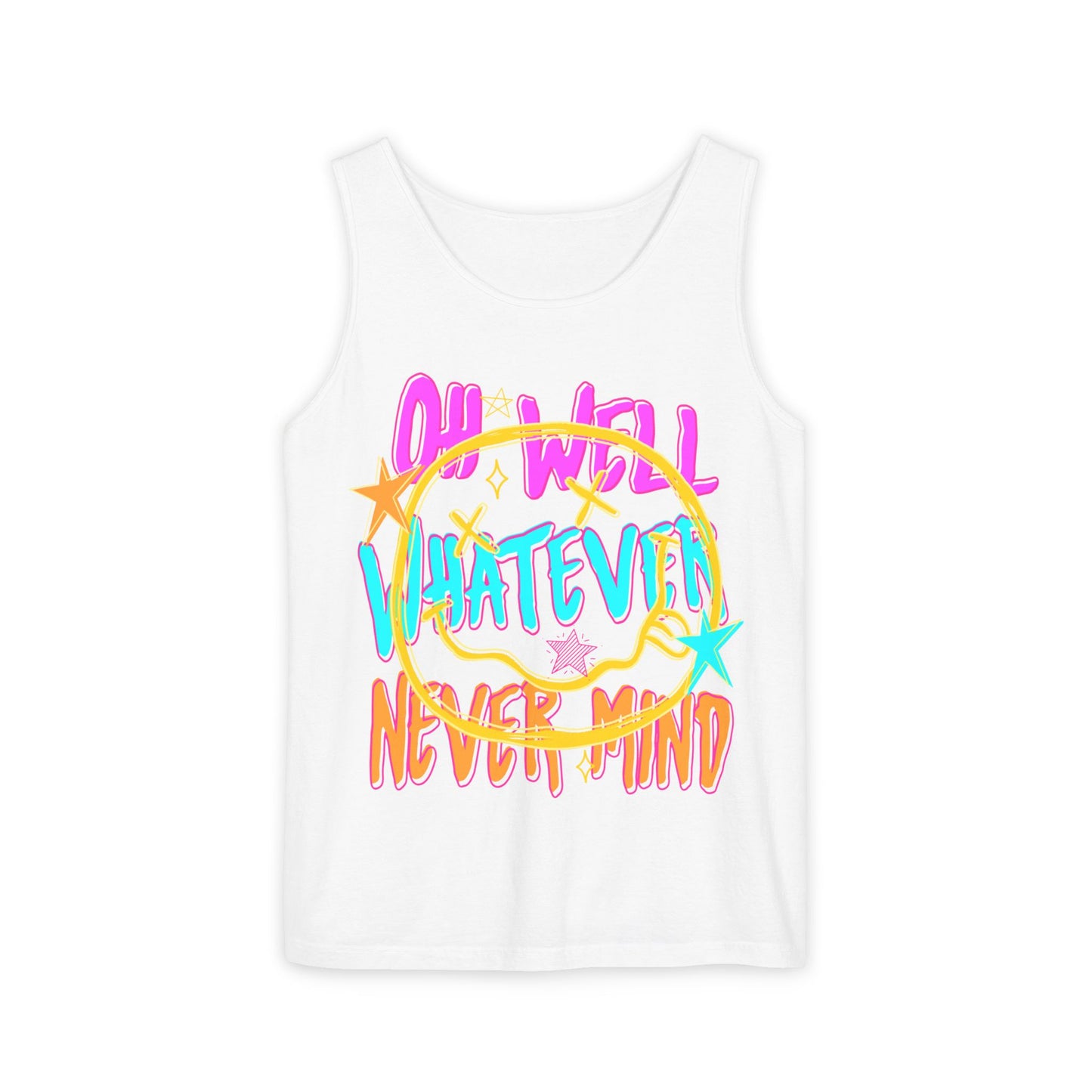 Whatever Tank Top — Colorful Retro 'Oh Well, Whatever, Never Mind' Graphic Tank