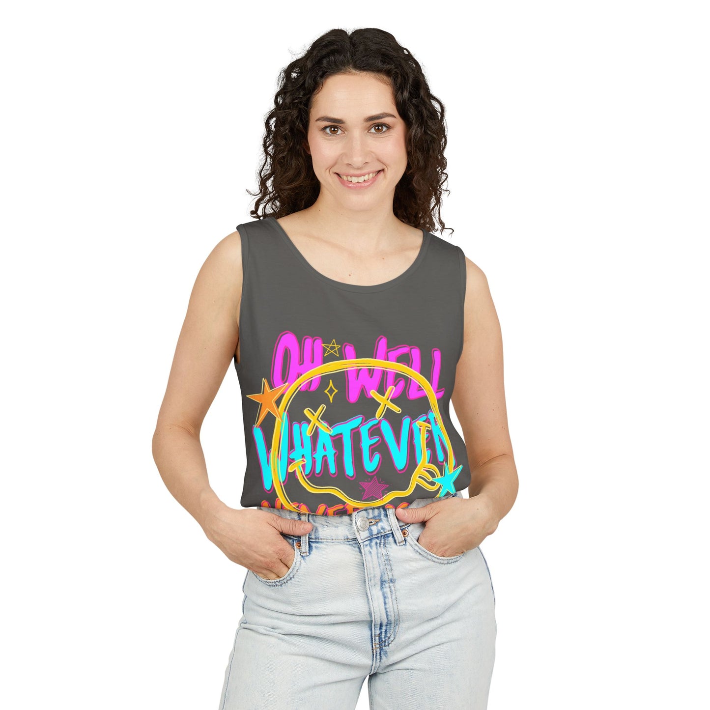 Whatever Tank Top — Colorful Retro 'Oh Well, Whatever, Never Mind' Graphic Tank