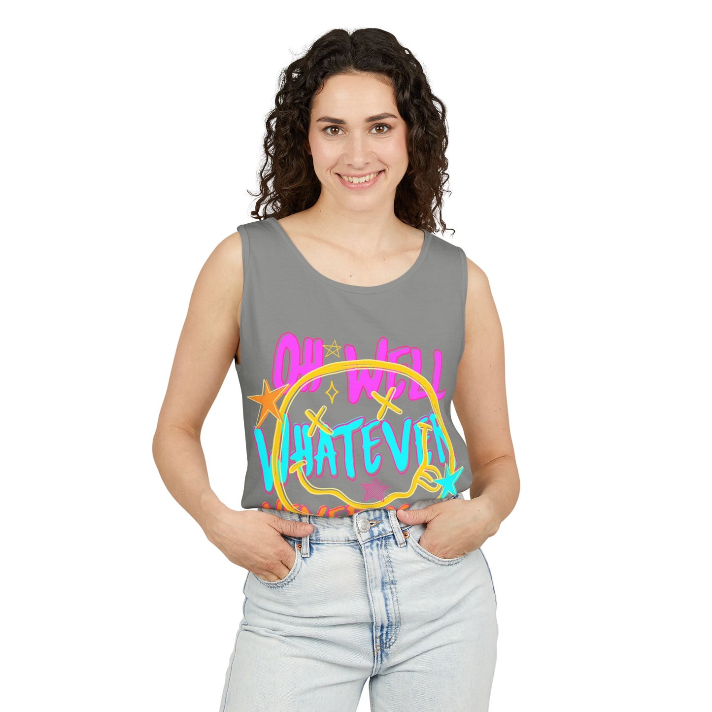 Whatever Tank Top — Colorful Retro 'Oh Well, Whatever, Never Mind' Graphic Tank